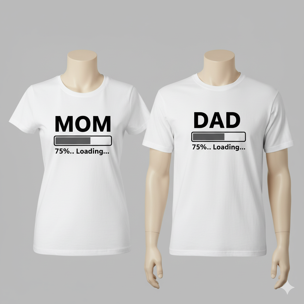 Mom & Dad “Loading…” – Matching Pregnancy Reveal T-Shirt Set