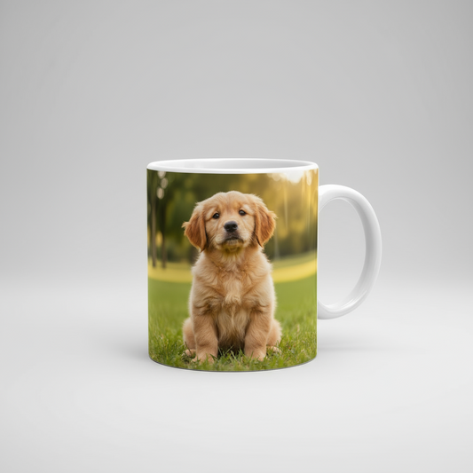 Cute Puppy Ceramic Mug – Personalized Pet Photo Cup (350ml)