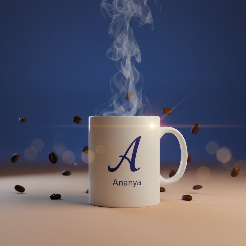 Personalized Initial & Name Mug – Custom Alphabet Ceramic Cup (350ml)