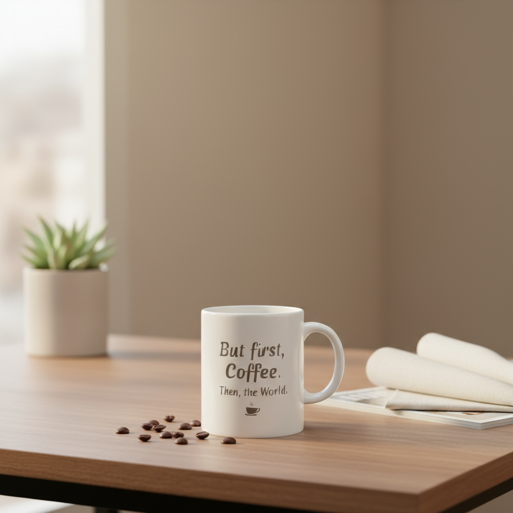 “But First, Coffee.” Motivational Ceramic Mug (350ml)