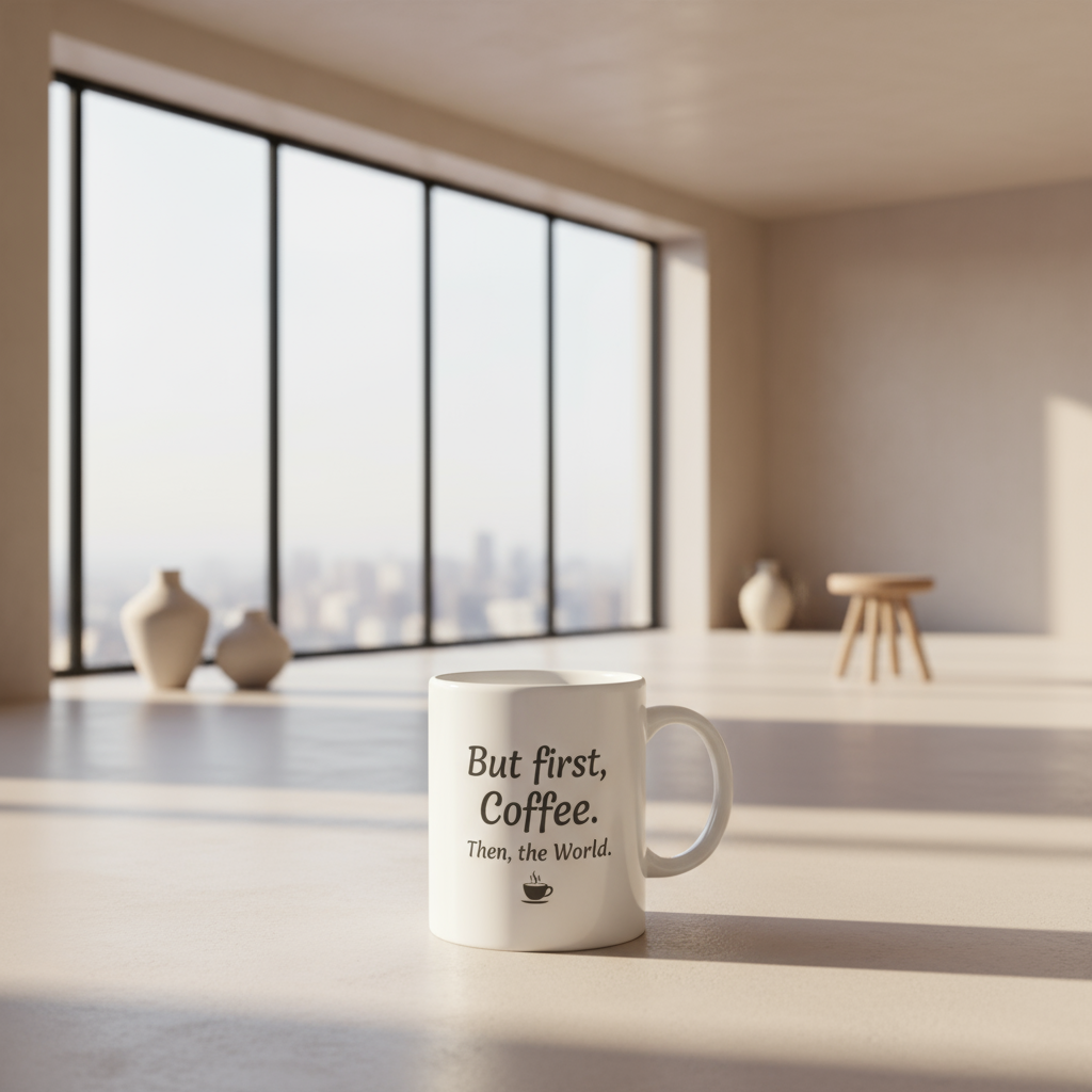 “But First, Coffee.” Motivational Ceramic Mug (350ml)